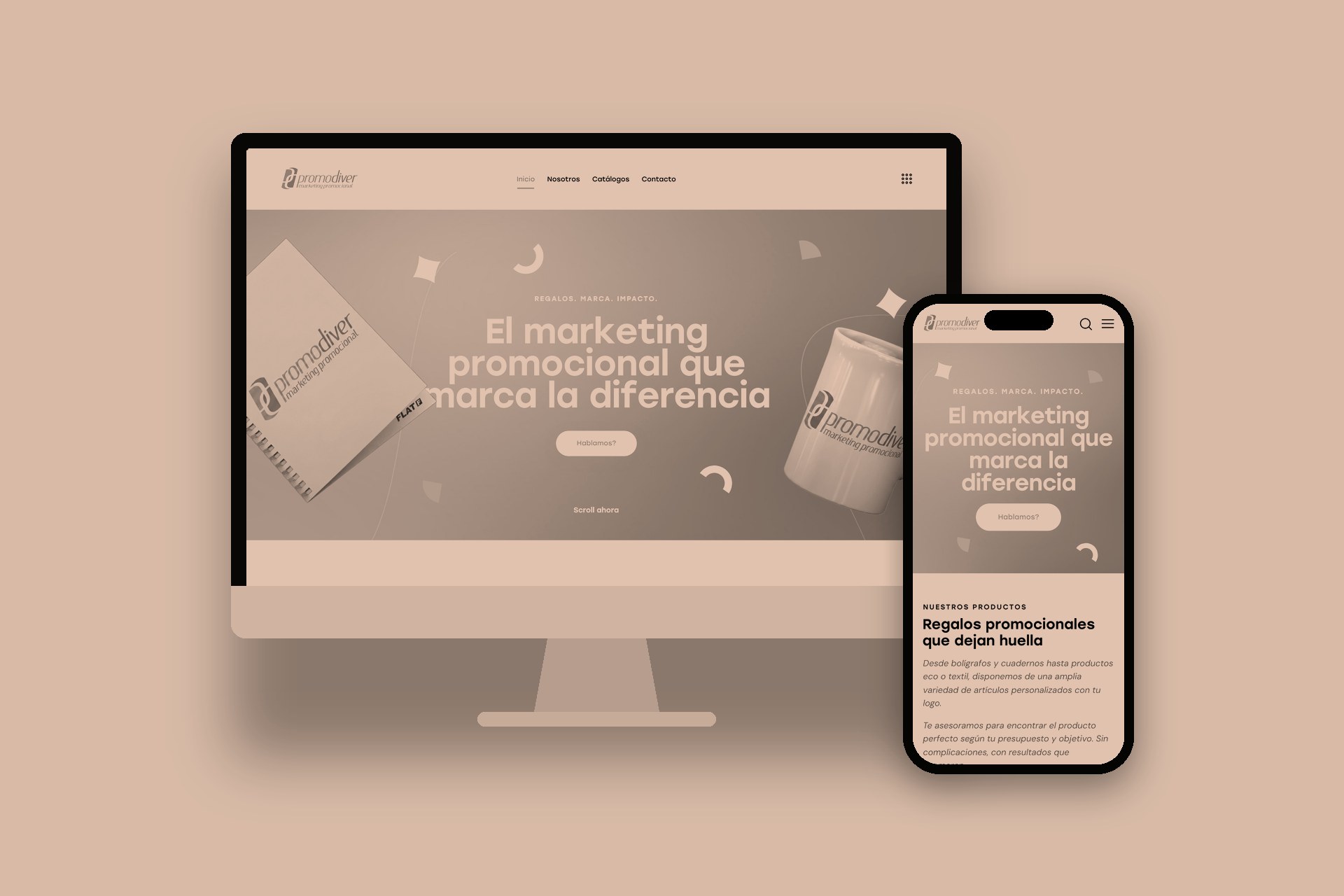 Mockup de la web de PromoDiver en ordinador i mòbil